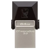 Флеш-накопитель Kingston DataTraveler microDuo 3 64GB USB3.0 microUSB (m) металл черный 