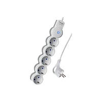 Удлинитель Космос 5р.С/З 10A 1.5м с выкл. ПВС 3х0.75мм² IP20 белый (1/30)