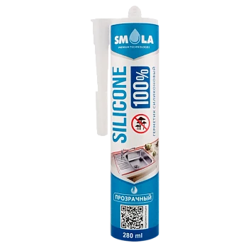 Герметик SMOLA Silicone 100% 280мл санитарный прозрачный (1/12)