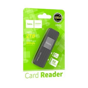 Картридер HOCO HB20 USB3.0 SD/microSD черный (1/50/200)