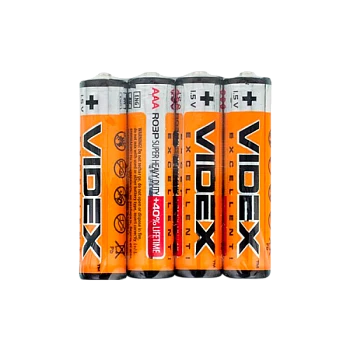 Батарейка Videx R03 AAA Shrink 4 Heavy Duty 1.5V (4/60/1440)