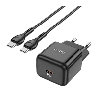 Сетевое З/У HOCO N32 Type-C 30W PD3.0 с кабелем Type-C-Type-C 60W черный (1/13/130)