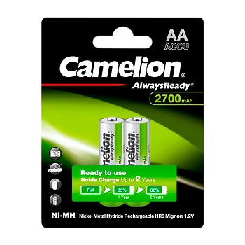 Аккумулятор предзаряженный RTU Camelion HR6 AA BL2 NI-MH Always Ready 2700mAh (2/24/384)