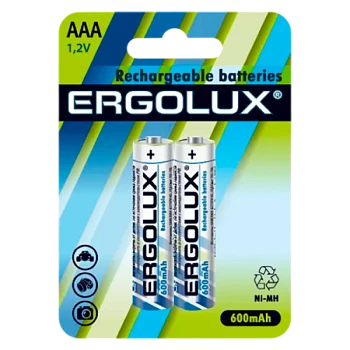 Аккумулятор бытовой Ergolux HR03 AAA BL2 NI-MH 600mAh (2/24/480)