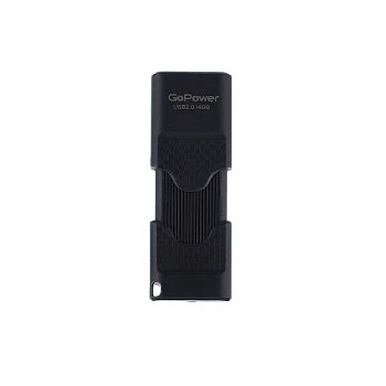 Флеш-накопитель GoPower SLIDER 4GB USB2.0 пластик черный матовый (1/50/1000) 