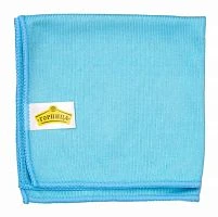 Салфетка ГОРНИЦА 35x35см микрофибра для стекол и зеркал голубой (1/50)