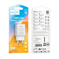 Сетевое З/У HOCO C134A 1USB 2.4A белый (1/36/216)