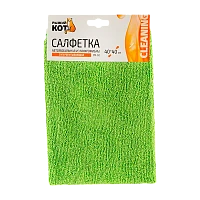 Салфетка Рыжий кот CM-02 40х40см микрофибра  супервпитывающая зеленый (1/10/100)