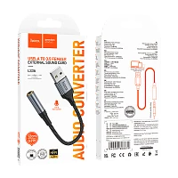 Кабель AUX HOCO LS36 USB (m)-Jack 3.5mm (f) 12см черный (1/19/190) 