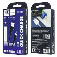 Кабель GFPower F08L USB (m)-Lightning (m) 1м 3.6A ПВХ черный (1/120/480)