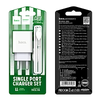Сетевое З/У HOCO C81A 1USB 2.1A с кабелем Type-C белый (1/23/138)