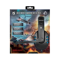 Наушники полноразмерные Defender G-160 Warhead с микр. игровые черный синий (1/20)
