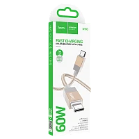 Кабель HOCO X119 USB (m)-Type-C (m) 1м 3.0A нейлон золотой (1/420)