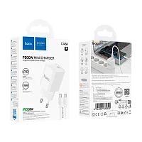 Сетевое З/У HOCO C148A Type-C 3.0A 30W PD3.0 с кабелем Type-C/Type-C белый