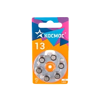 Батарейка Космос ZA13 BL6 Zinc Air 1.45V (6/60/3000)