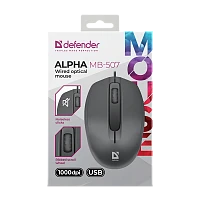 Мышь проводная Defender MB-507 Alpha классическая USB бесшумная черный (1/100)