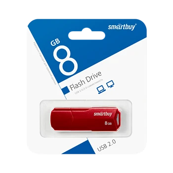 Флеш-накопитель Smartbuy Clue 8GB USB2.0 пластик бургунди
