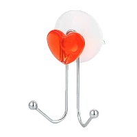 Крючки Рыжий кот W2790-1 "Сердце" присоска 11х7х4см двойной 1шт. красный (1/12/48)