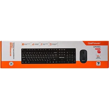 Набор клавиатура+мышь беспроводной GoPower GPKM01 классическая черный 