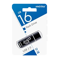 Флеш-накопитель Smartbuy Glossy 16GB USB2.0 пластик черный