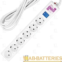 Сетевой фильтр Power Cube 5р.С/З 1р.Б/З 16A 5.0м 180 Дж ПВС 3x1мм² с выкл. белый (1/24)