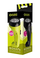 Фонарь туристический Фаzа AccuF2-L07 7LED от аккумулятора прямая подзарядка зеленый (1/20)