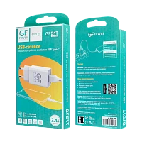 Сетевое З/У GFPower GF51T 1USB 2.4A с кабелем Type-C белый (1/120/480)