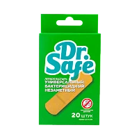 Пластырь бактерицидный Dr.Safe №20 7.2см x 1.9см на нетканой основе 20шт. телесный