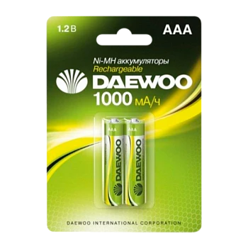 Аккумулятор бытовой Daewoo HR03 AAA BL2 NI-MH 1000mAh (2/20/100)