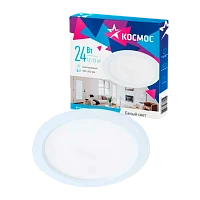 Светодиодная панель, круглая, цвет белый, КОСМОС DownL 24W, 180-265В, 4000K (KDownL24W4000K)