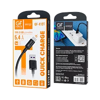 Кабель GFPower X12T USB (m)-Type-C (m) 1м 5.4A ПВХ черный (1/120/480)