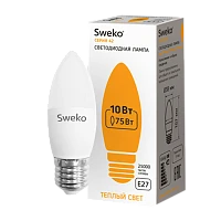 Лампа светодиодная Sweko C35 E27 10W 3000К 230V свеча (1/5/100)