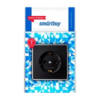 Розетка Smartbuy "Сириус" 1гн. 16A С/З пластик черный