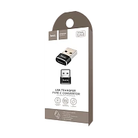Переходник HOCO UA6 USB (m)-Type-C (f) пластик черный (1/40/400)