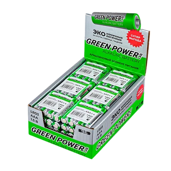 Батарейка GREEN POWERlab LR03 AAA БОКС96 Щелочная 1.5V (96/384)