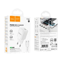 Сетевое З/У HOCO C146A Type-C 20W PD3.0 с кабелем Type-C белый (1/30/180)