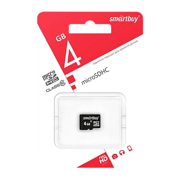 Карта памяти microSD Smartbuy 4GB Class10 10 МБ/сек без адаптера