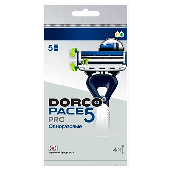 Бритва одноразовая DORCO "PACE5 PRO" 5 лезвий с триммером 4шт. (1/12)