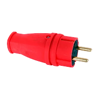 Вилка электрическая Volsten Sb1-PZ Red С/З 16A IP44 прямая красный (1/10/100)