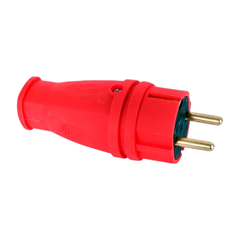 Вилка электрическая Volsten Sb1-PZ Red С/З 16A IP44 прямая красный (1/10/100)