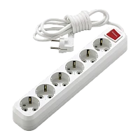 Удлинитель Makel 6р.С/З 16A 3.0м с выкл. 2x1мм² IP20 белый MGP233 (1/12)