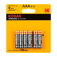 Батарейка Kodak XTRALIFE LR03 AAA BL4+2 Alkaline 1.5V (6/72/288)