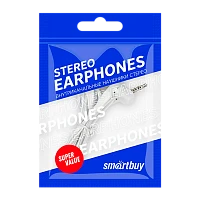 Наушники внутриканальные Smartbuy A4 (цветной пакет) белый (1/100)