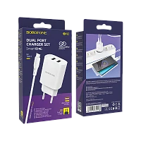 Сетевое З/У Borofone BN2 2USB 2.1A с кабелем Type-C белый (1/35/140)