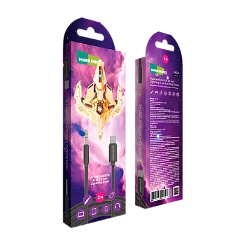 Кабель AUX MORE CHOICE UK24i Jack 3.5mm (m)-Lightning (m) 2м нейлон черный (1/36/360)