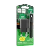 Сетевое З/У HOCO CS13A Type-C 3.0A 20W PD,QC с кабелем Type-C-Lightning черный (1/28/168)