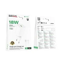 Сетевое З/У Borofone BA102A 1USB 18W QC3.0 с кабелем Type-C белый (1/20/120)