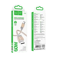 Кабель HOCO X110 Type-C (m)-Type-C (m) 1м 3.0A 60W нейлон золотой (1/31/310)