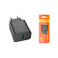 Сетевое З/У Borofone BA72A 1USB 18W QC3.0 черный (1/75/300)