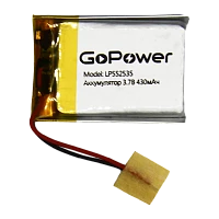 Аккумулятор Li-Pol GoPower LP552535 PK1 3.7V 430mAh с/з (1/10/250)